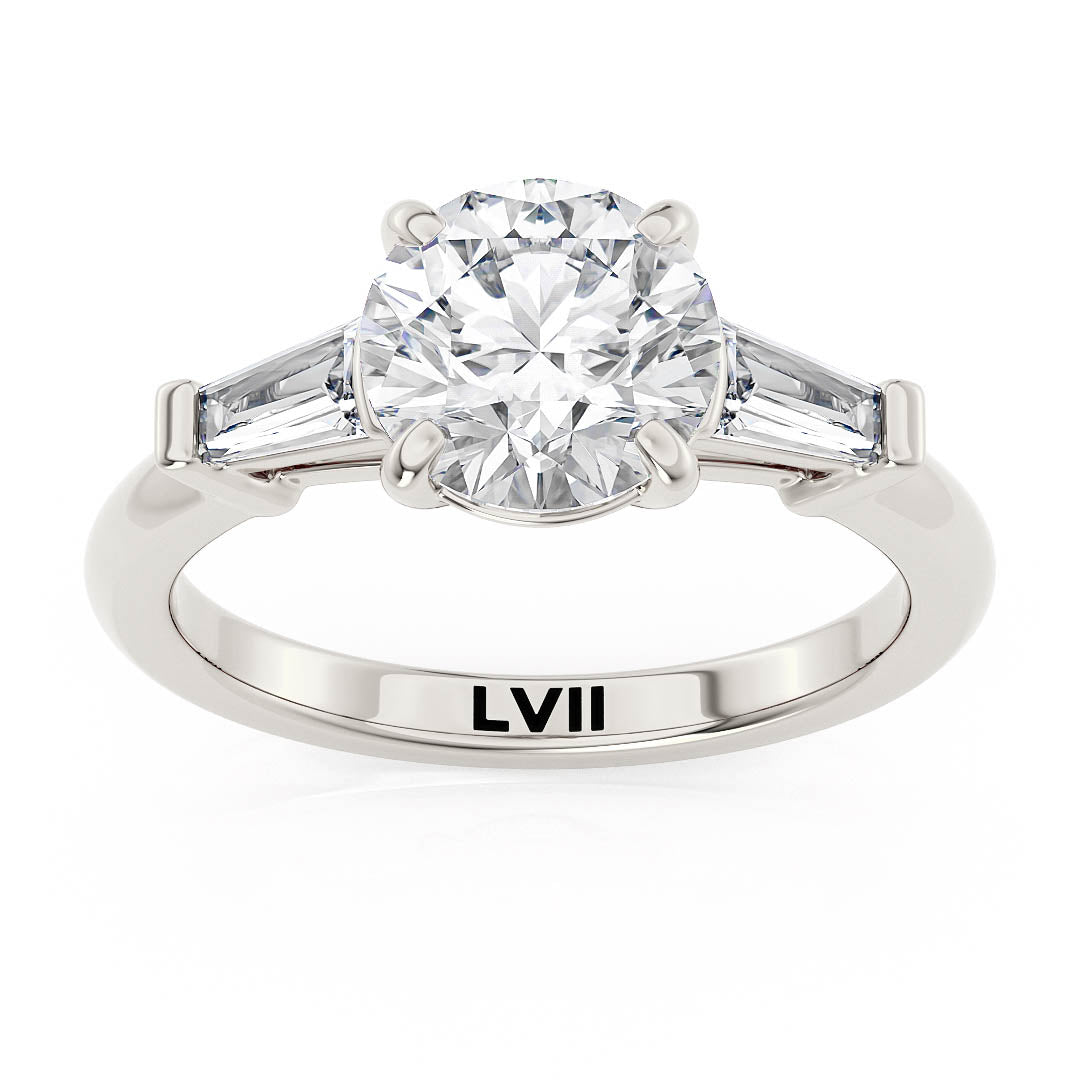 Baguette Side Stone Lab Diamond Engagement Ring - The Gatsby RingLVII Fine Jewelry