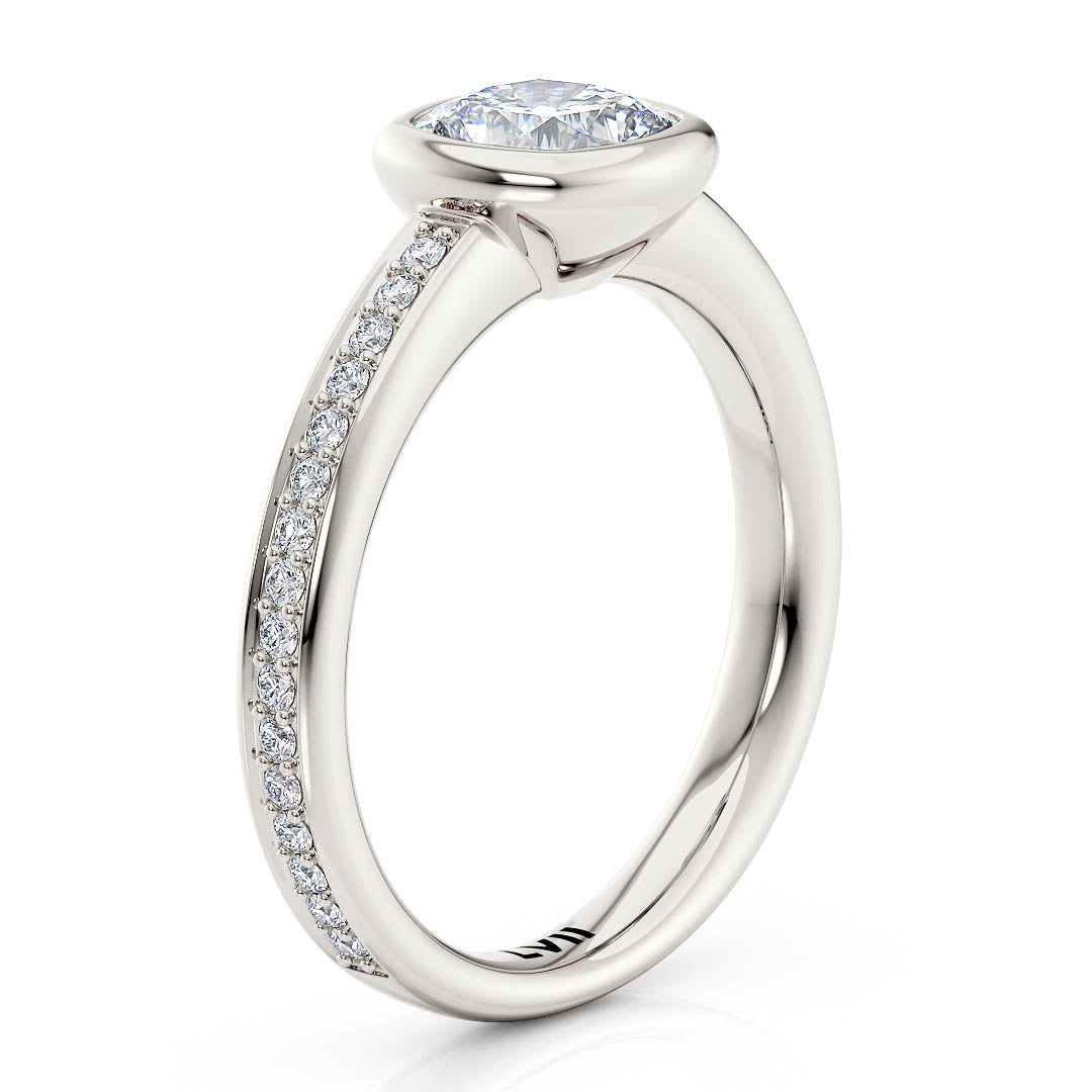 Bezel Set Cushion Cut Engagement Ring - The Vivienne RingLVII Fine Jewelry