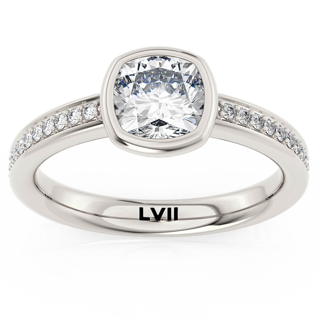 Bezel Set Cushion Cut Engagement Ring - The Vivienne RingLVII Fine Jewelry