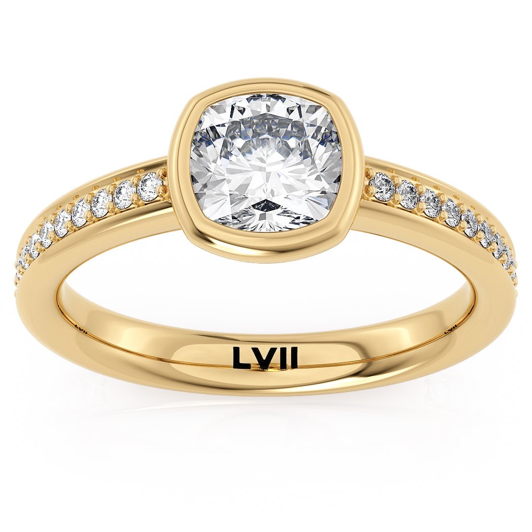Bezel Set Cushion Cut Engagement Ring - The Vivienne RingLVII Fine Jewelry