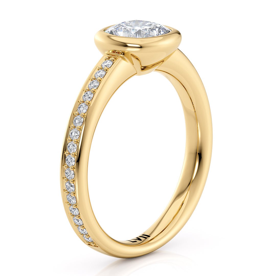 Bezel Set Cushion Cut Engagement Ring - The Vivienne RingLVII Fine Jewelry