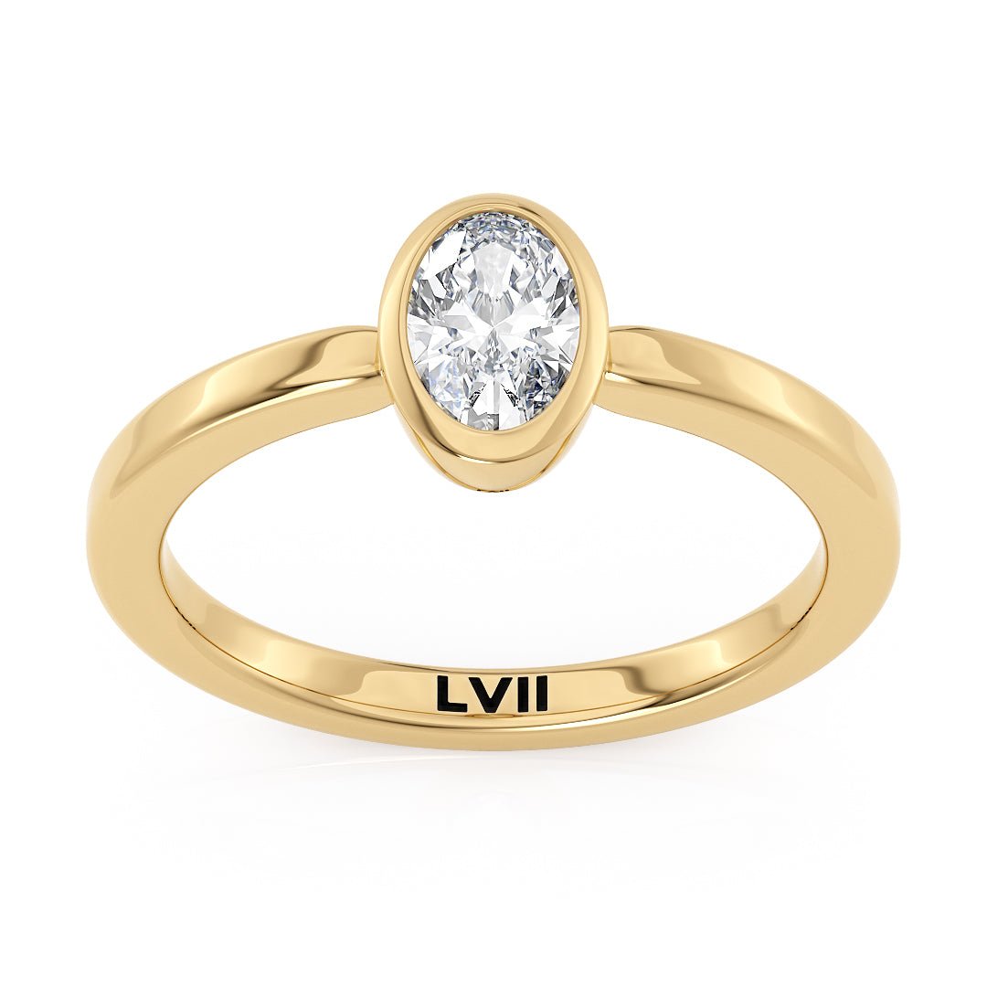 Bezel Set Diamond Engagement Ring Vintage Solitiare Moissanite Ring - The Lucille RingEngagement RingLVII Fine Jewelry
