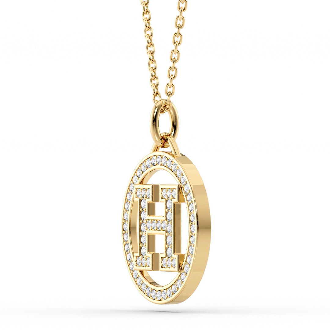 Charm Necklace Diamond Initial DiskLVII Fine Jewelry