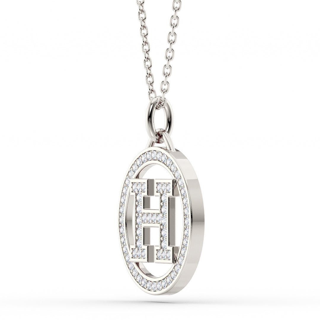 Charm Necklace Diamond Initial DiskLVII Fine Jewelry