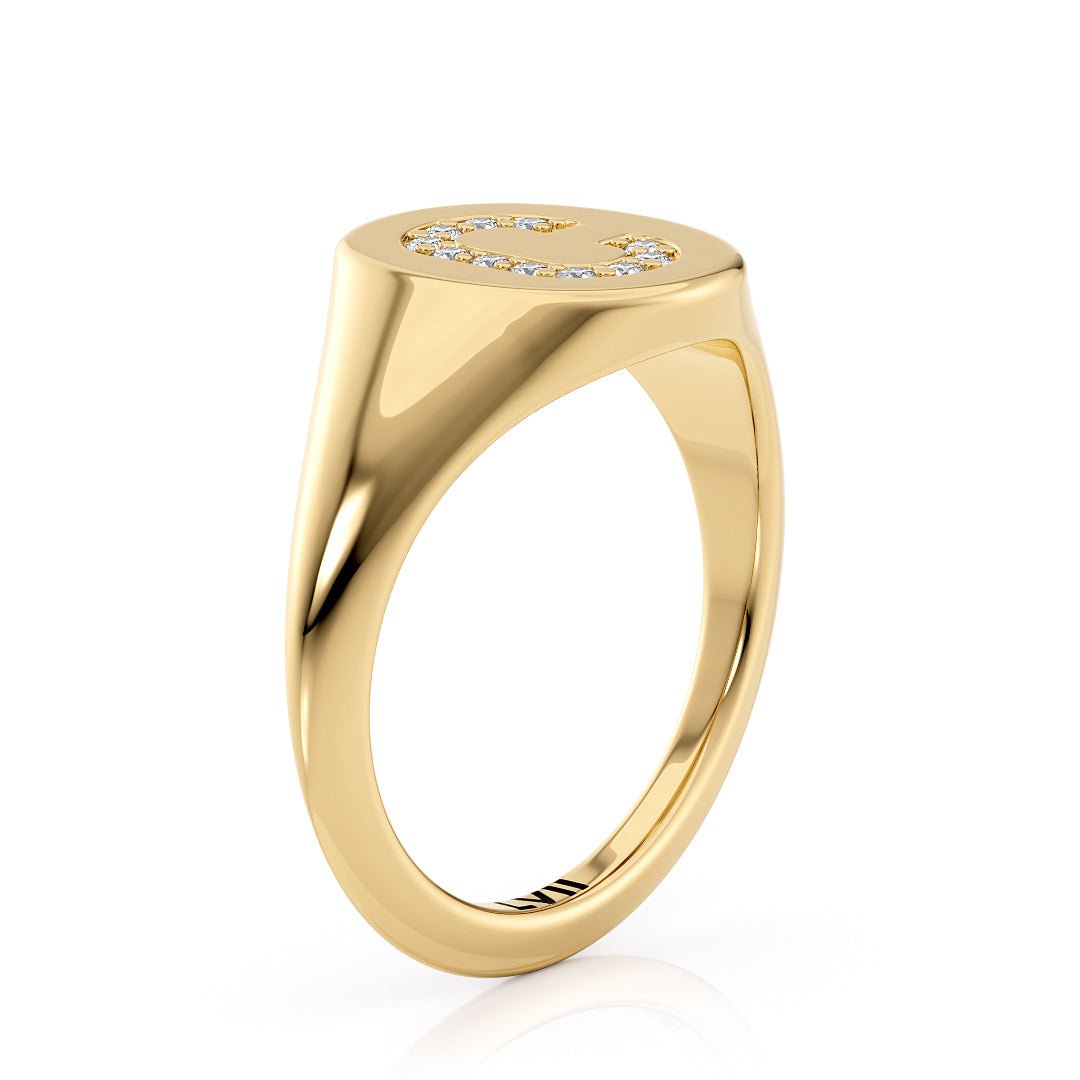 Diamond Initial Signet Ring Personalized JewelryLVII Fine Jewelry