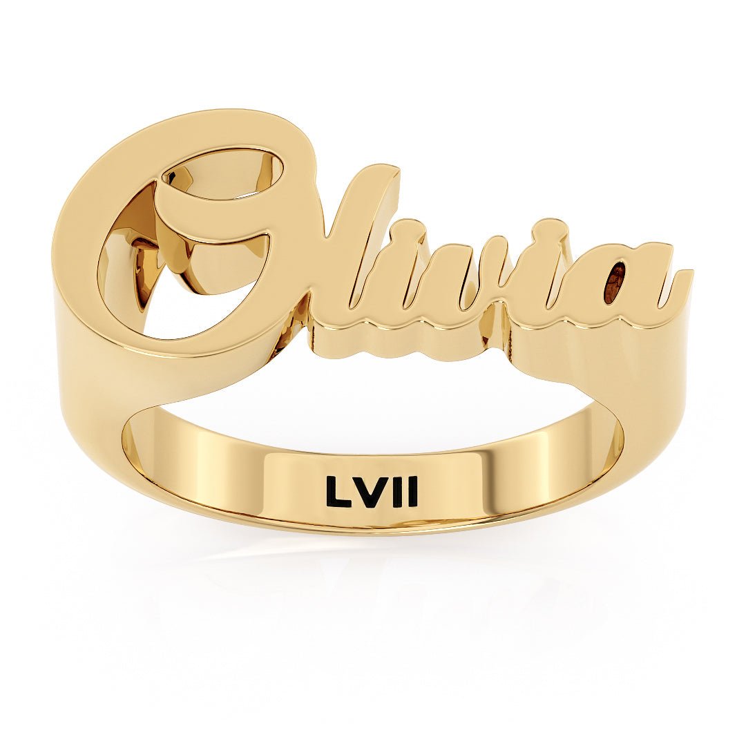 Elegant Script Name Ring Personalized JeweleryLVII Fine Jewelry