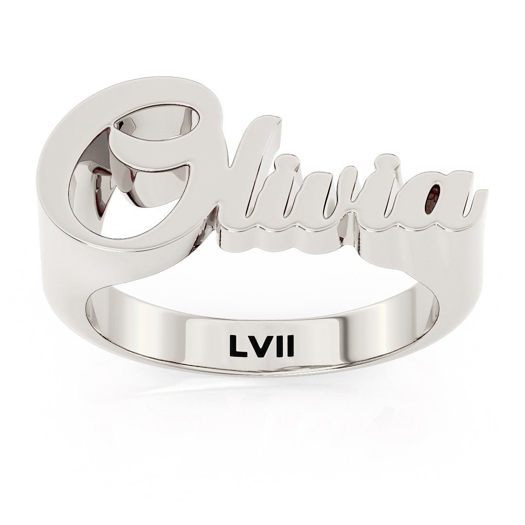 Elegant Script Name Ring Personalized JeweleryLVII Fine Jewelry