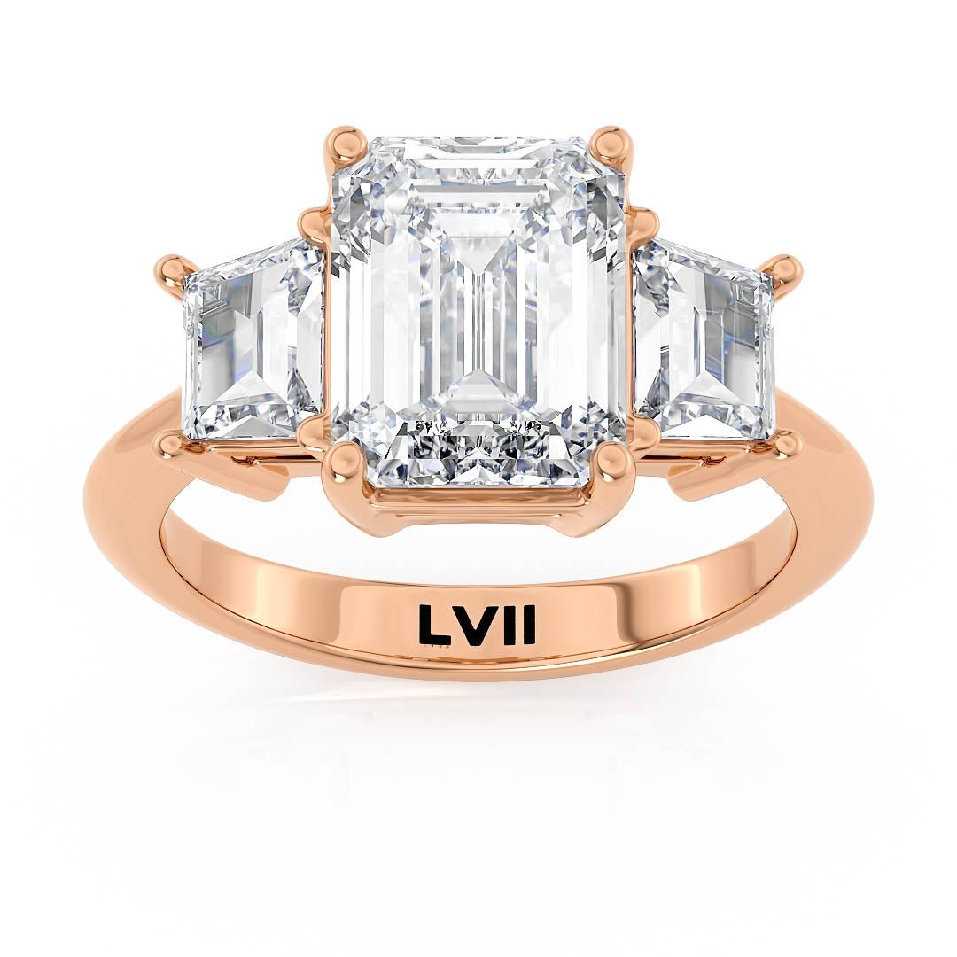 Emerald Cut Ring Lab Grown Diamond Engagement Rings | - The Celestia RingEngagement RingLVII Fine Jewelry