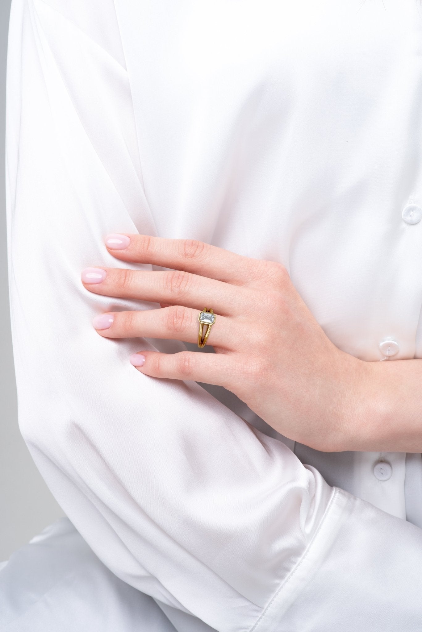 Emerald Cut Ring Lab Grown Diamond Rings with Vintage Style Design - The Aurelia RingLVII Fine Jewelry