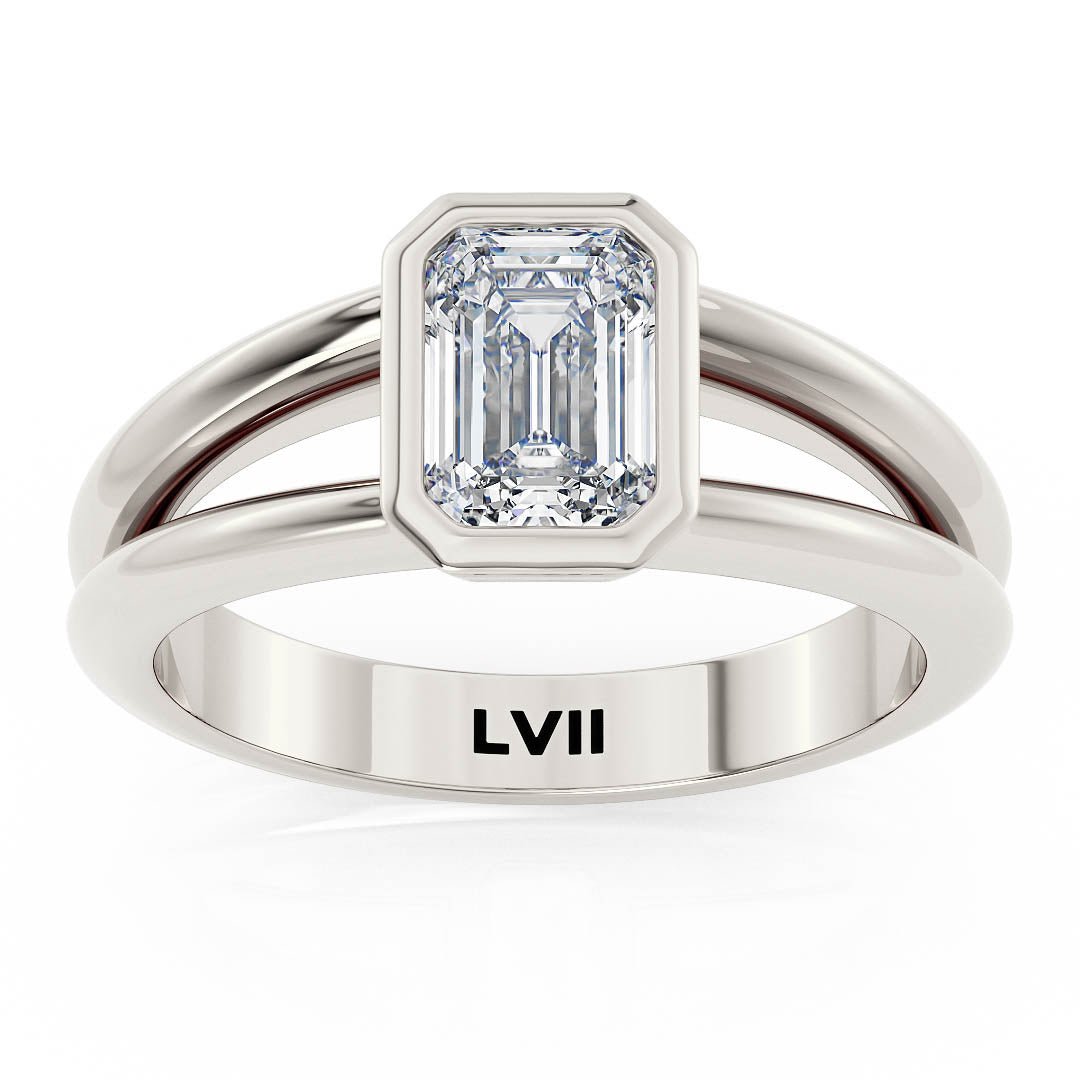 Emerald Cut Ring Lab Grown Diamond Rings with Vintage Style Design - The Aurelia RingLVII Fine Jewelry