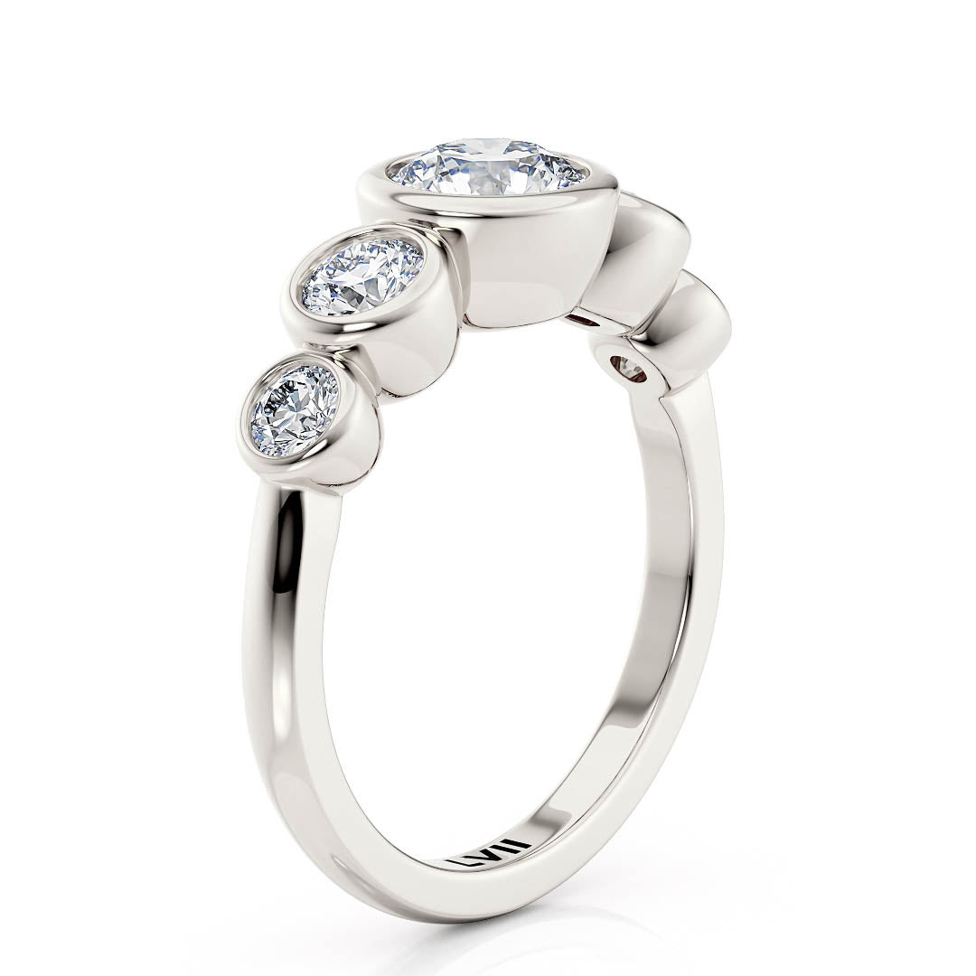 Five Stone Ring Bezel Set Engagement Ring Lab Diamond - The Ophelia RingLVII Fine Jewelry