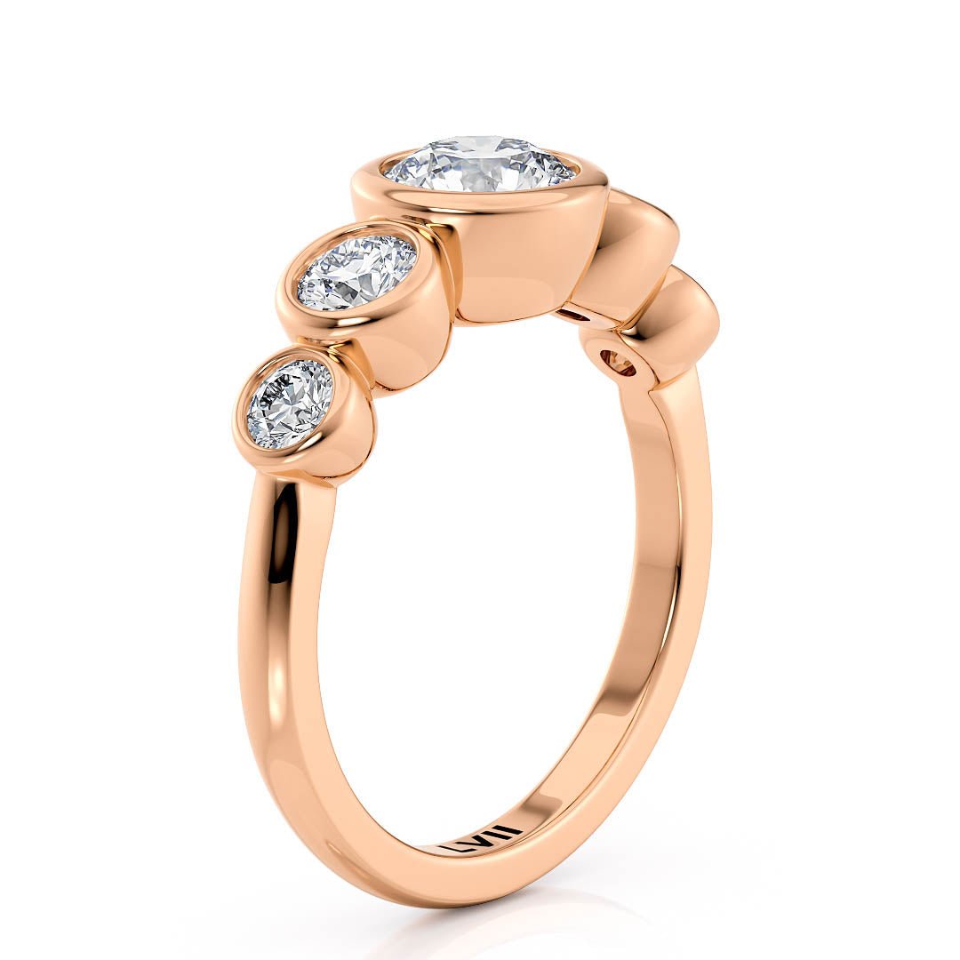 Five Stone Ring Bezel Set Engagement Ring Lab Diamond - The Ophelia RingLVII Fine Jewelry
