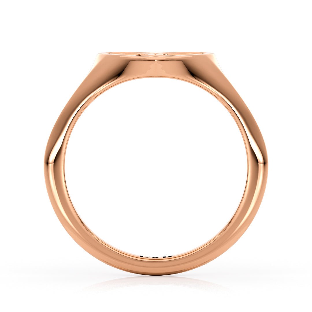 Gold Heart Signet Ring Blak Enamel Not Black Onyx Ring - Personalized Timeless LoveLVII Fine Jewelry