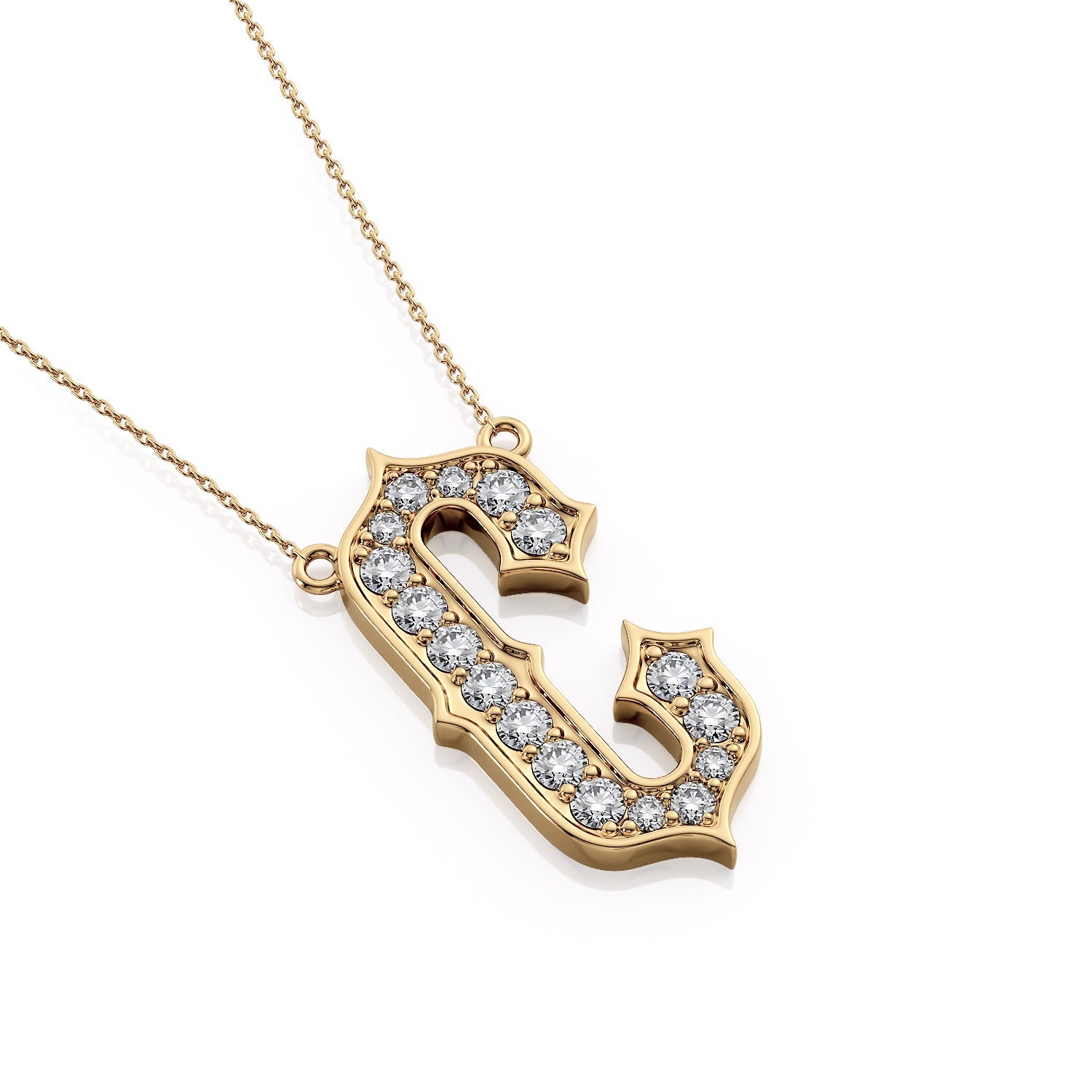 Gothic Diamond Initial PendantLVII Fine Jewelry