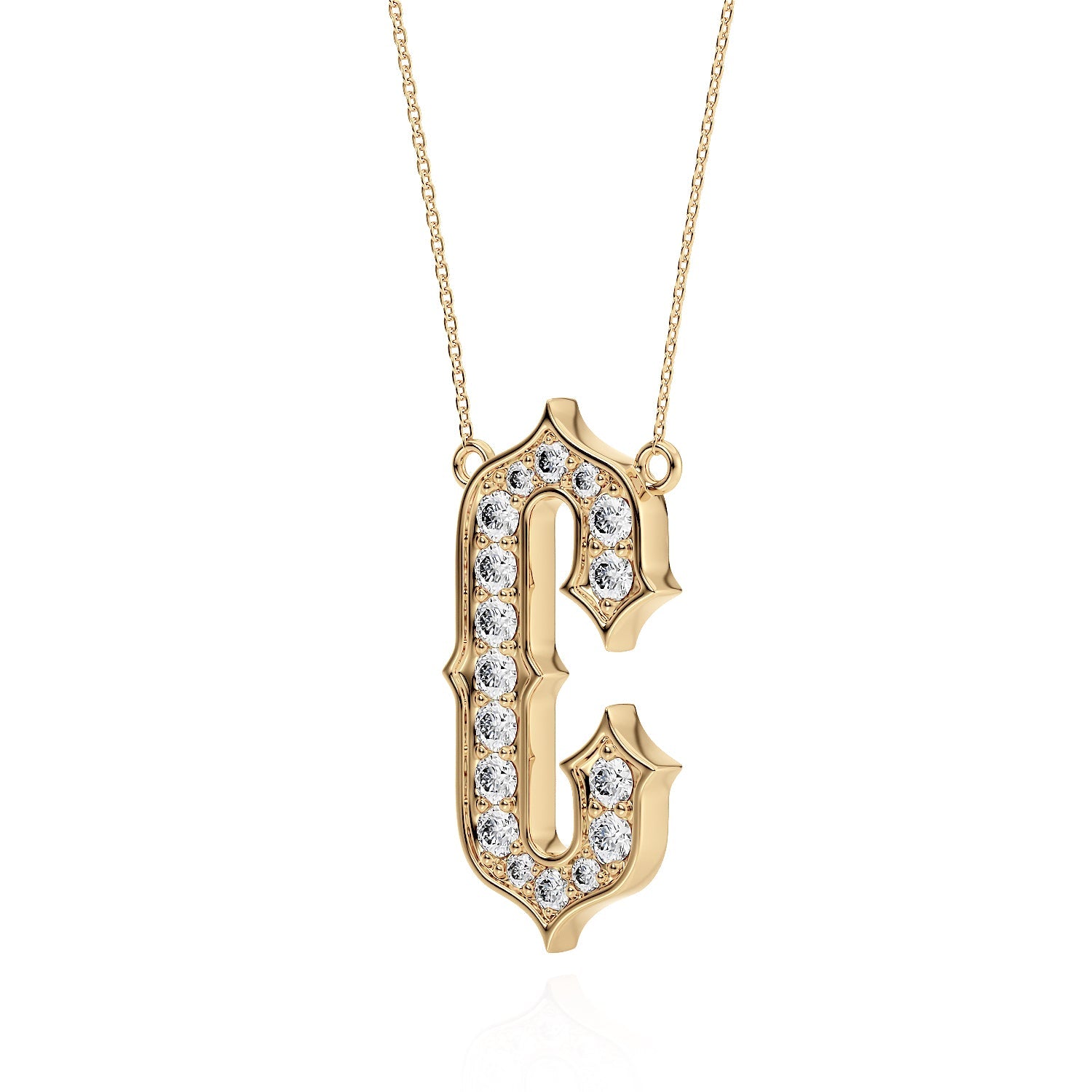 Gothic Diamond Initial PendantLVII Fine Jewelry