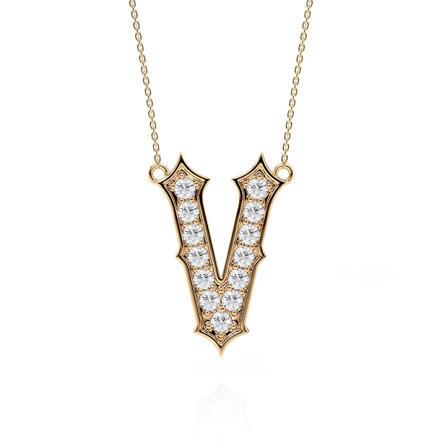 Gothic Diamond Initial PendantLVII Fine Jewelry