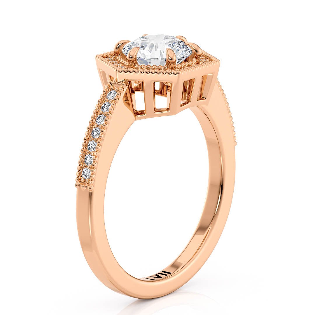Hexagon Halo Diamond Engagement Ring - The Arabella RingLVII Fine Jewelry
