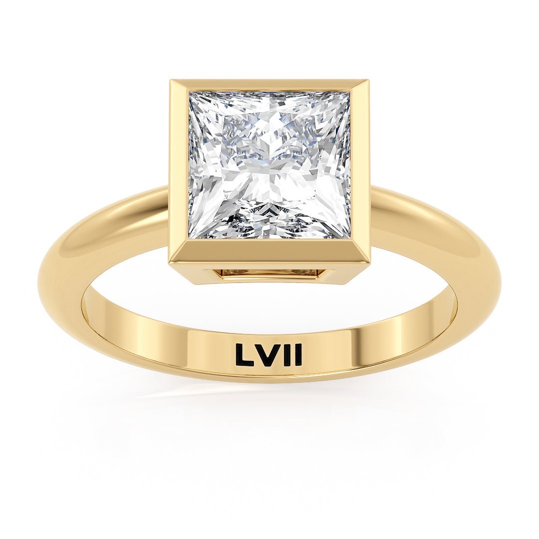 Lab Grown Diamond Engagement Ring Princess Cut Square Center Stone - The Amelia RingLVII Fine Jewelry
