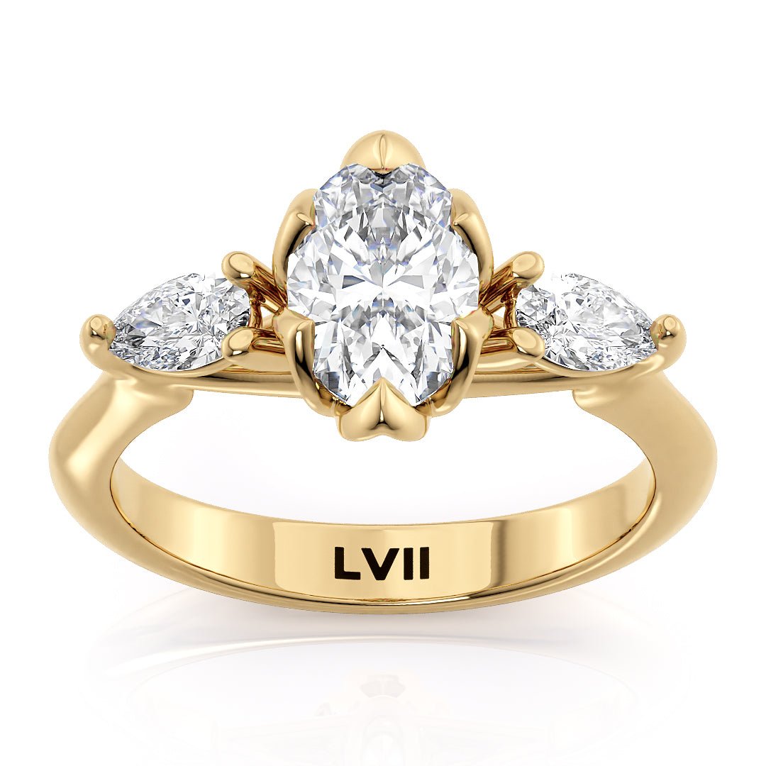 Lotus Blossom 3 Stone Diamond Engagement Ring - The Lotus RingEngagement RingLVII Fine Jewelry