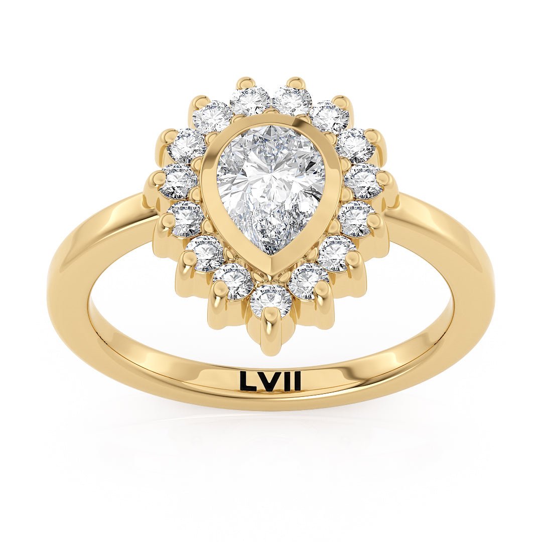 Pear Shaped Engagement Rings Vintage Inspired Lab Grown Diamond Rings - The Octavia RingEngagement RingLVII Fine Jewelry