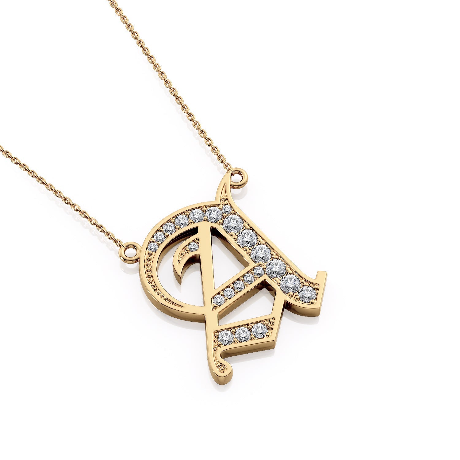 Personalized Jewelry Old London Diamond Initial PendantLVII Fine Jewelry