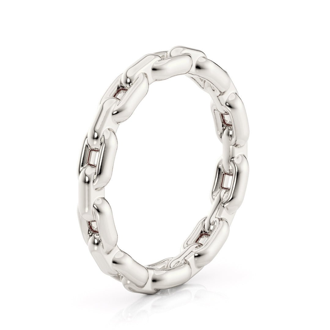 Puff Chain Link Ladies Wedding Bands - The Puff Chain Ring SlimWedding BandLVII Fine Jewelry