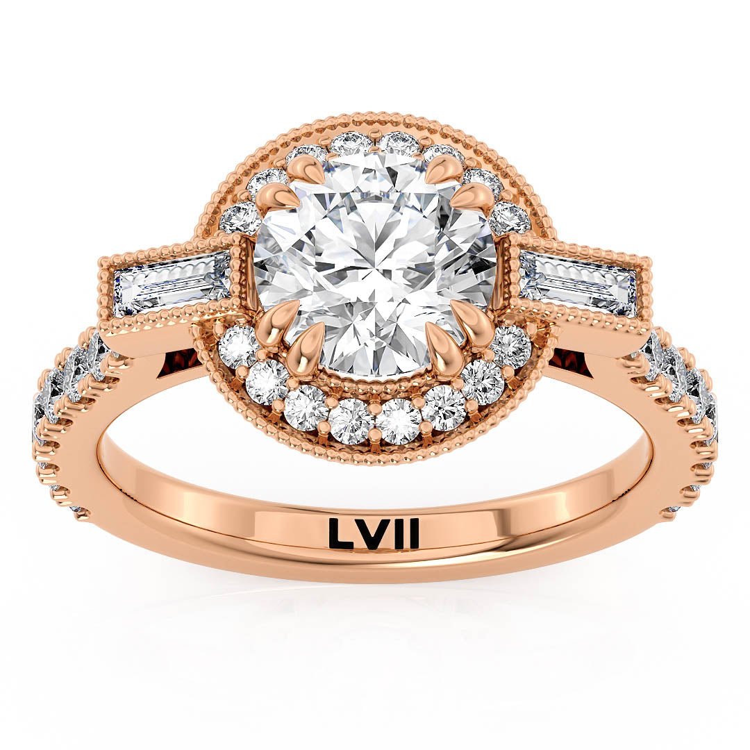 Round Center Vintage Style Engagement Rings Lab Grown Diamond Rings | - The Seraphina RingEngagement RingLVII Fine Jewelry