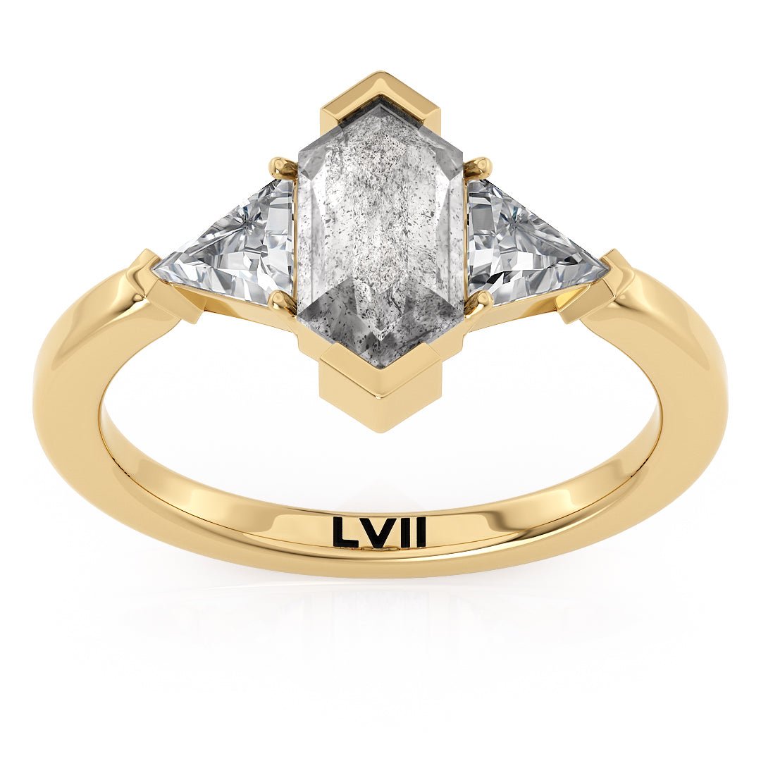 Salt and Pepper Diamond Art Deco Engagement Ring - The Mabel RingEngagement RingLVII Fine Jewelry