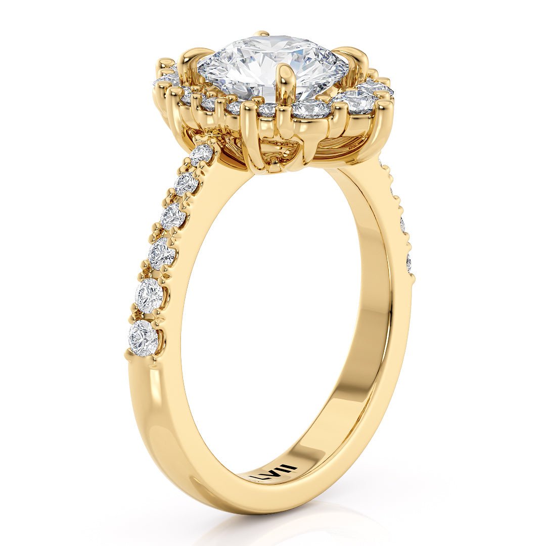 Unique Diamond Halo Engagement Ring - The Luna RingLVII Fine Jewelry