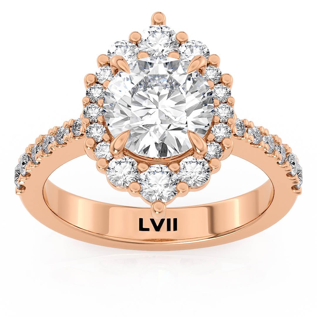 Unique Diamond Halo Engagement Ring - The Luna RingLVII Fine Jewelry