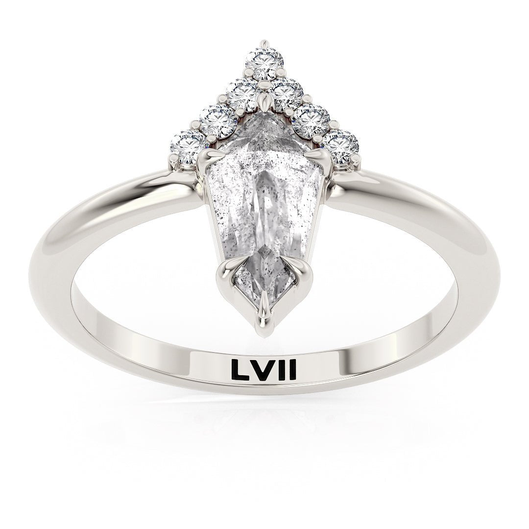 Unique Engagement Rings Shield Cut Salt and Pepper Diamond - The Willow RingEngagement RingLVII Fine Jewelry