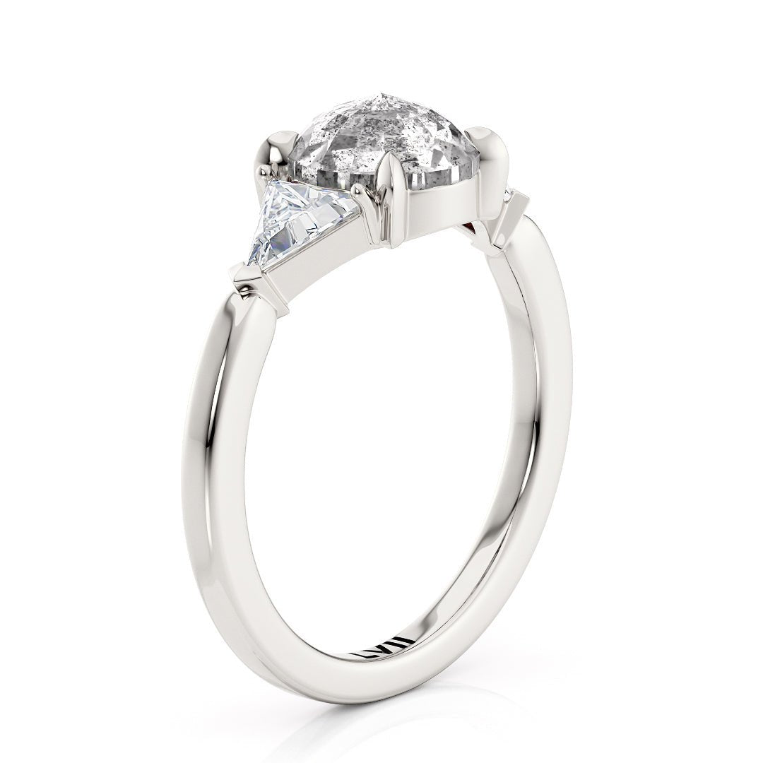 Unique Rose Cut Salt and Pepper Diamond Vintage Engagement Ring - The Winifred RingEngagement RingLVII Fine Jewelry