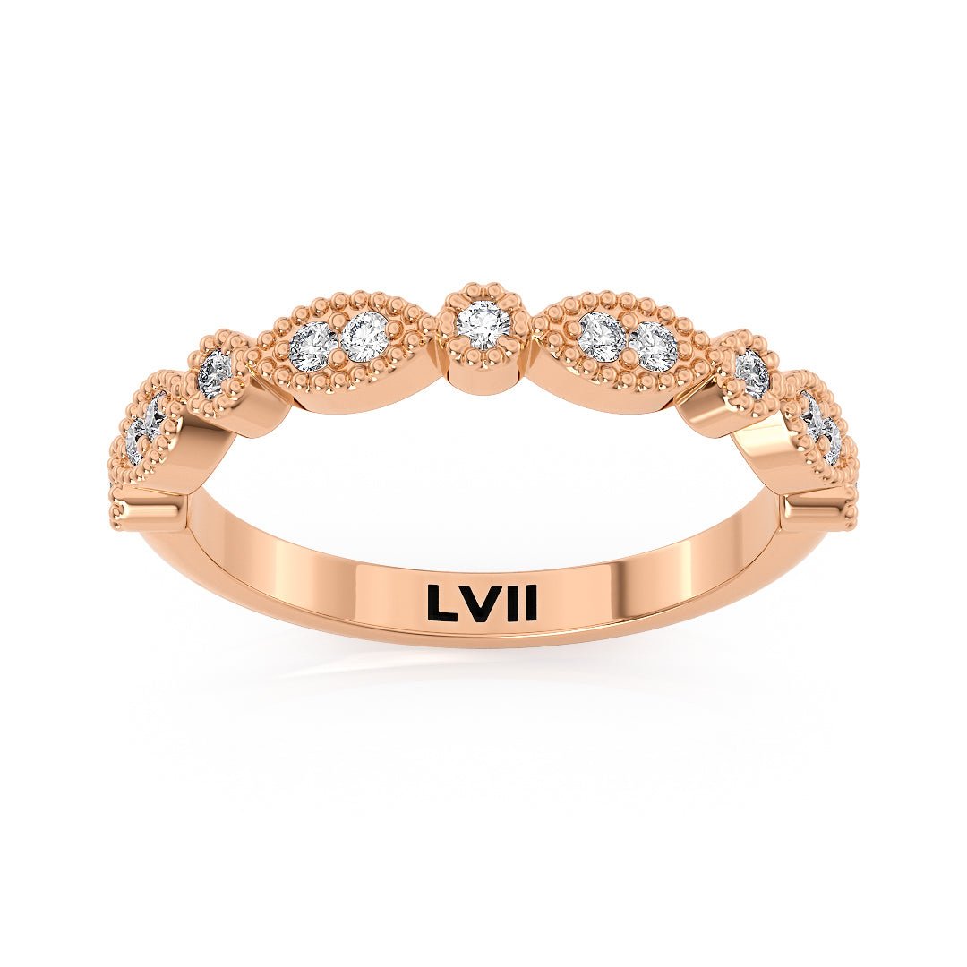 Victorian Style Women's Bands with Lab - Grown Diamonds - The Brussels Wedding BandWedding BandLVII Fine Jewelry
