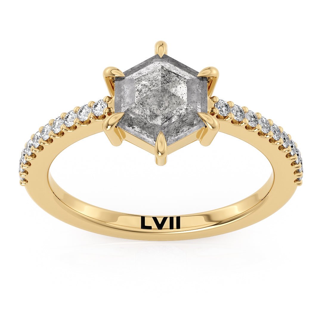 Vintage Salt and Pepper Diamond Rings Unique Engagement Ring - The Jasmine RingEngagement RingLVII Fine Jewelry