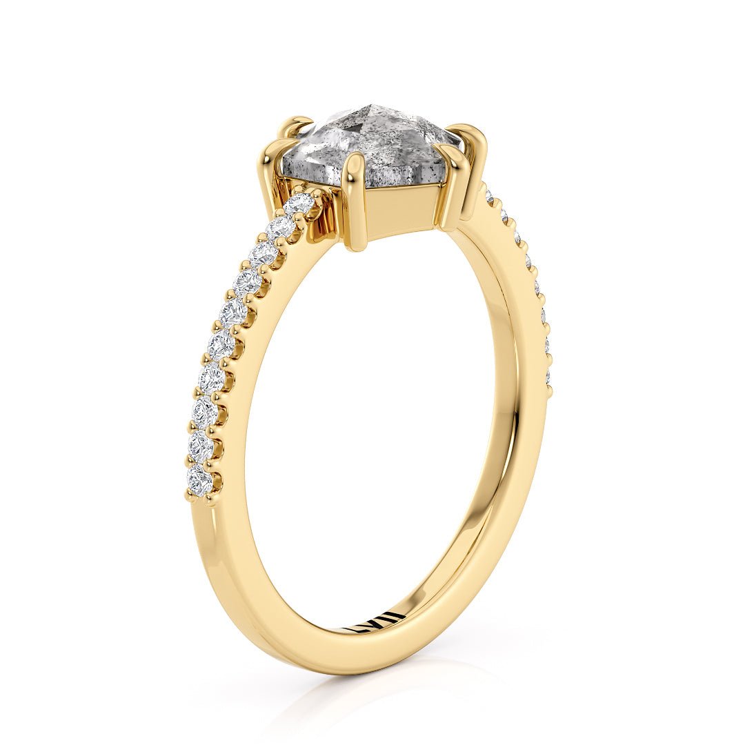 Vintage Salt and Pepper Diamond Rings Unique Engagement Ring - The Jasmine RingEngagement RingLVII Fine Jewelry
