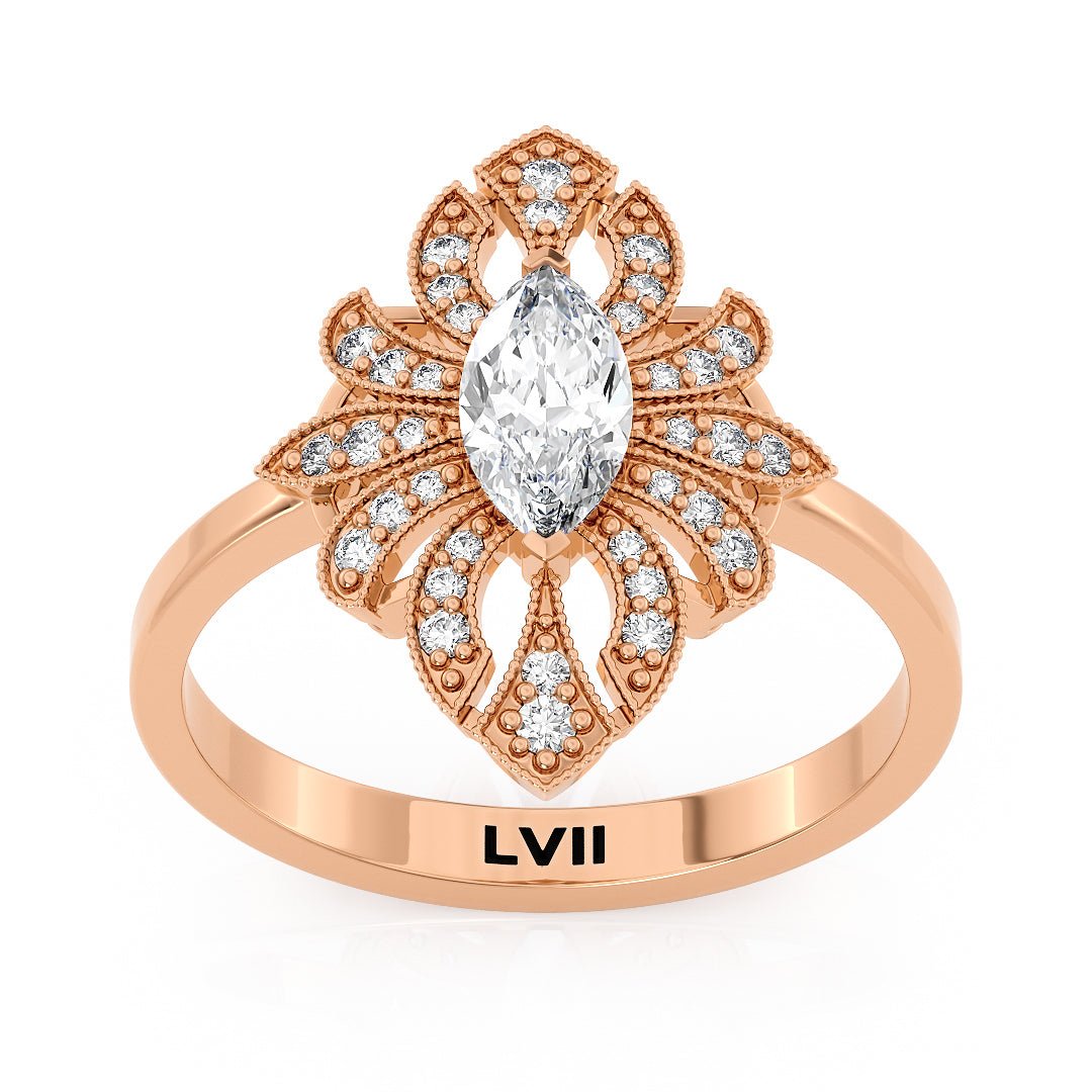 Vintage Style Lab Grown Diamond Engagement Rings, Artisan Craftsmanship - The Alice RingEngagement RingLVII Fine Jewelry