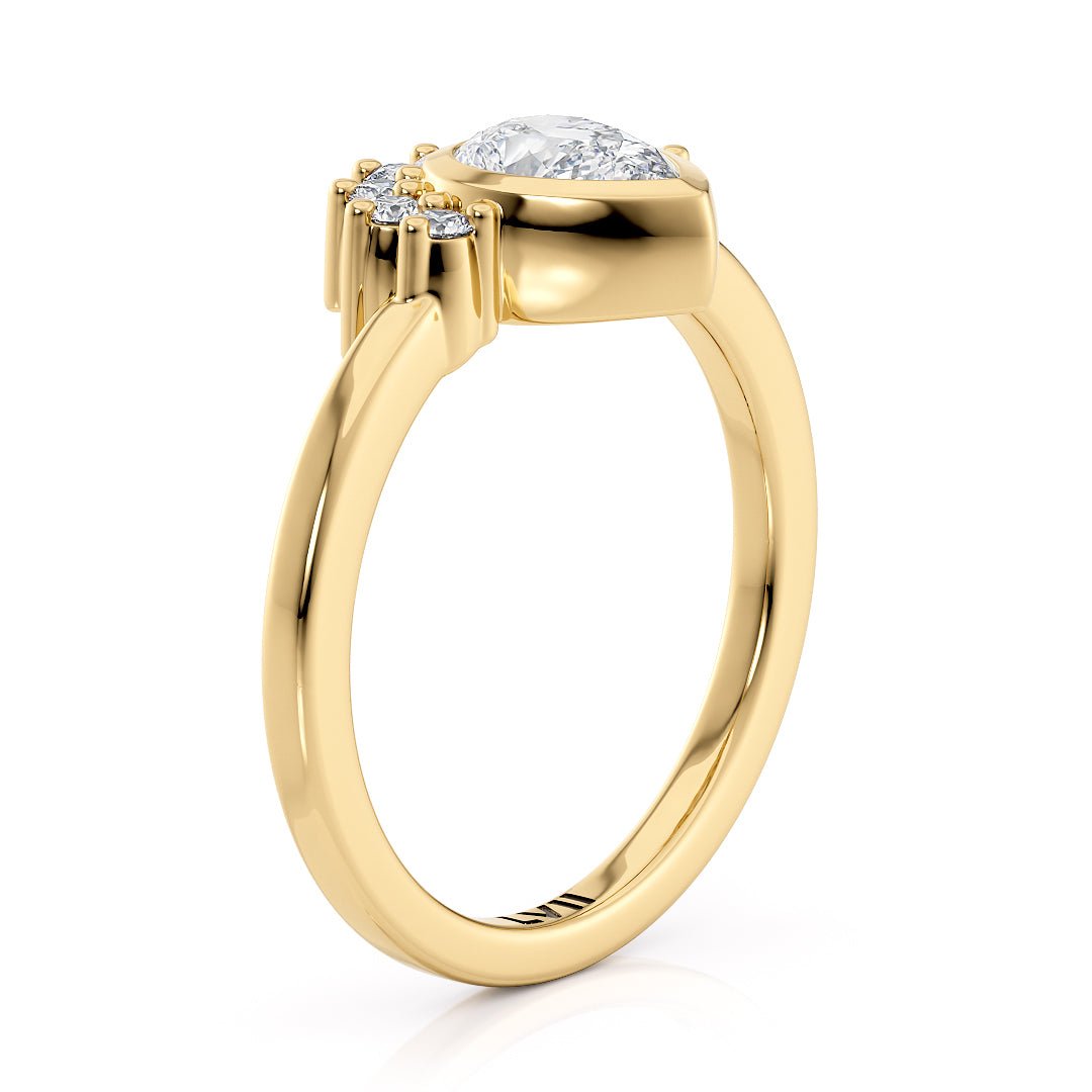 Vintage Style Pear Shaped Diamond Ring - The Theodora RingEngagement RingLVII Fine Jewelry